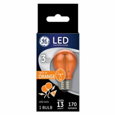 Bombilla LED para fiestas, A15, naranja, blanco suave, 100 lúmenes, 3 vatios Max Warehouse