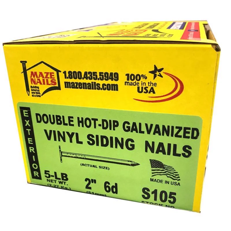 Clavos Maze de 2 pulg. para revestimiento, de acero galvanizado por inmersión en caliente, cabeza grande, 5 lb Maze Nails