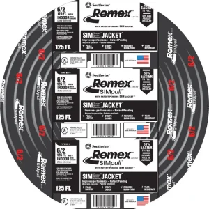 Cable no metálico Romex tipo NM-B WG trenzado de 6/2 de 125 pies de Southwire