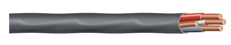 Cable termoplástico negro Southwire de 55 , 600 V, 6/3, sólido, tipo Romex NM-B WG, no metálico, 125 L ft.
