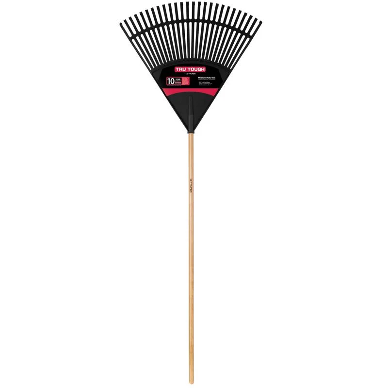 Rastrillo para hojas Truper Tru-Tough de 66,5 y 26 dientes con mango de madera (paquete de 6)
