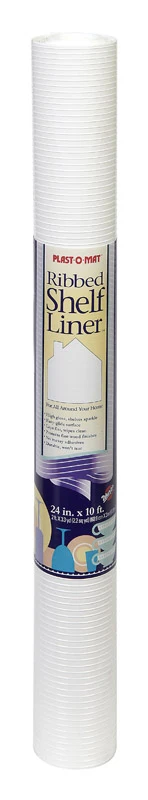 Revestimiento acanalado para estantes Plast-O-Mat de Warp, blanco, sin adhesivo, de 3 m de largo y 61 cm de ancho - Oferta...