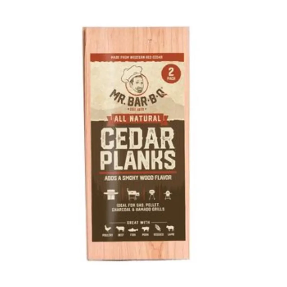 Tabla para ahumar de madera de cedro totalmente natural Mr. Bar-BQ (paquete de 6) Mr. Bar-B-Q