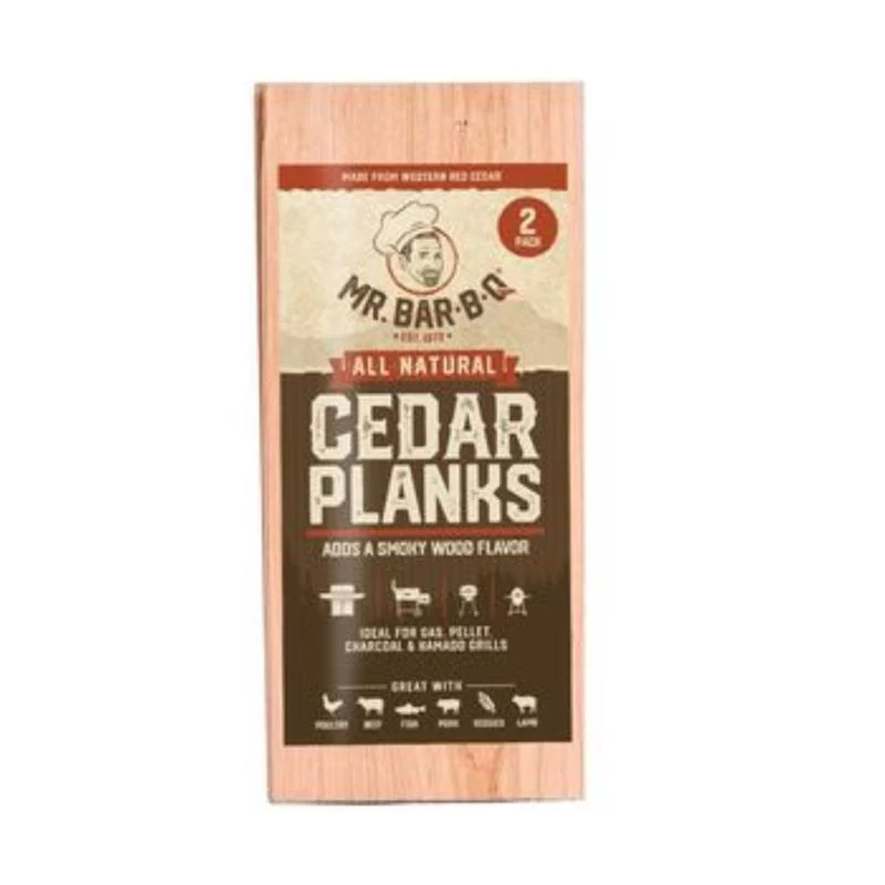 Tabla para ahumar de madera de cedro totalmente natural Mr. Bar-BQ (paquete de 6) Mr. Bar-B-Q