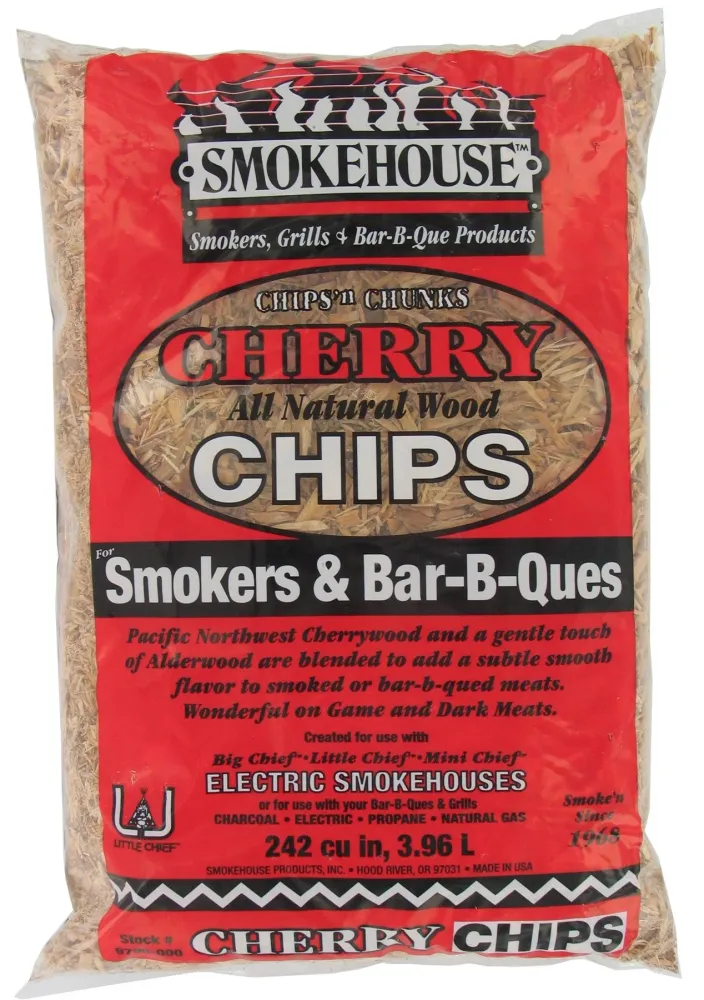 Astillas de madera de cerezo para ahumar totalmente naturales de Smokehouse, 242 pulgadas cúbicas