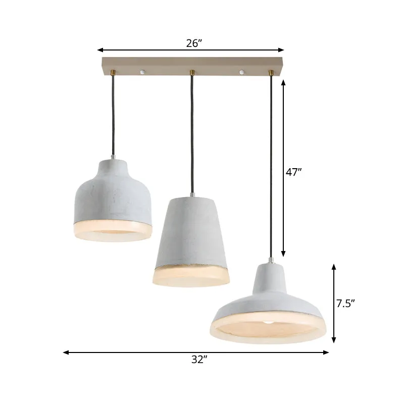 Cesta Colgante con Malla Lampada sospensione cemento con geometria nostálgico 3 lampadine sospensione multipla grigio con...