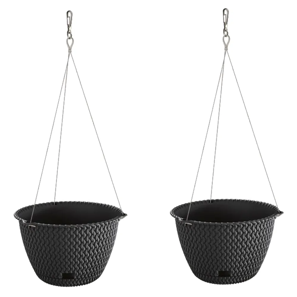 Cesta Colgante con Malla Wellhome 2 macetas colgantes redondas splofy ø27x16,6 cm antracita