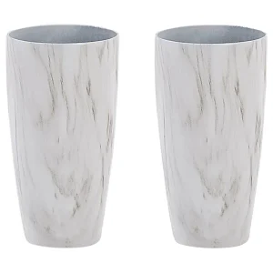 Conjunto de 2 macetas limenari piedra 23 cm blanco para Cultivo de Hierbas