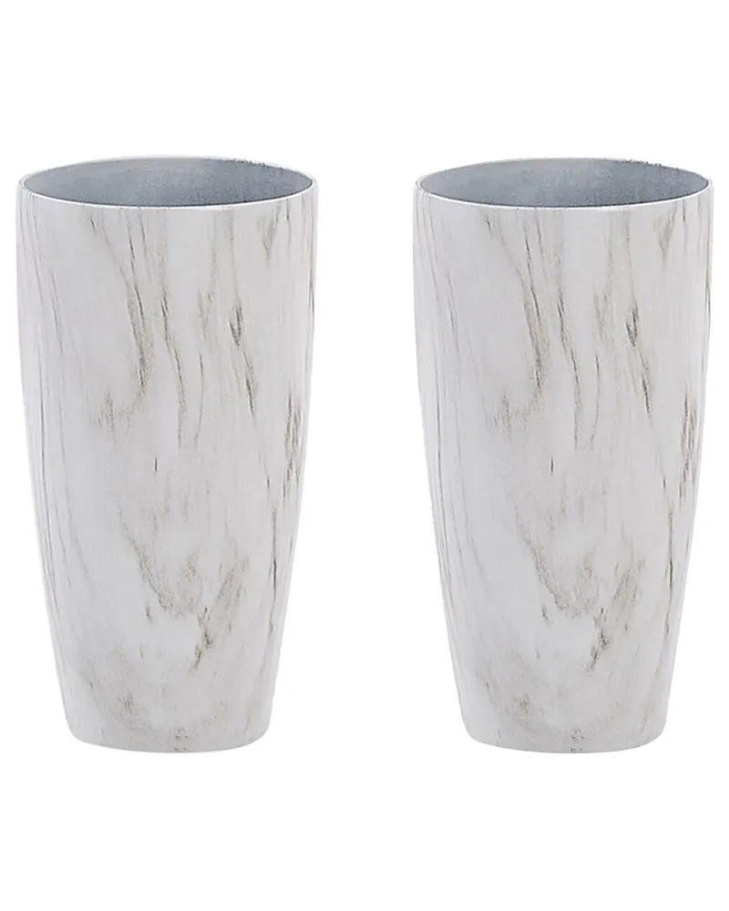 Conjunto de 2 macetas limenari piedra 23 cm blanco para Cultivo de Hierbas