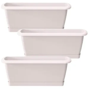 3x Jardinera Respana con soporte de plastico en color blanco 78,6 (largo) x 18,4 (ancho) x 14,5 grande cm