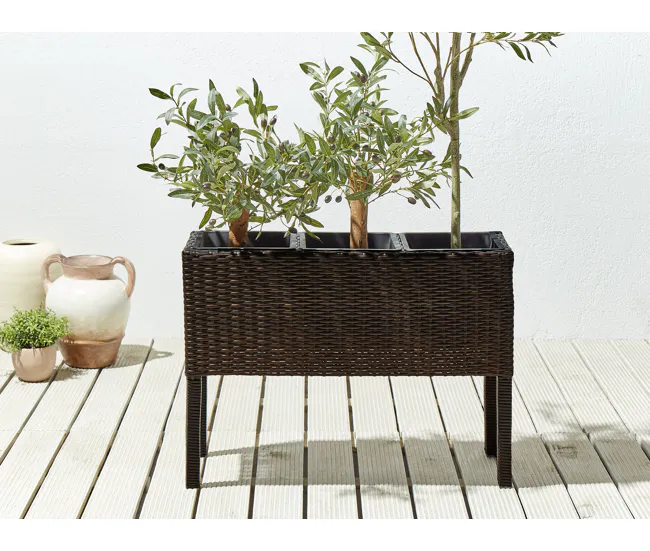 Maceta Biodegradable de Fibra Jardinera elevada de ratán sintético marrón CARAGANA
