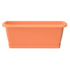 Maceta Biodegradable de Fibra Jardinera Respana con soporte de plastico en color terracota 59 (largo) x 18,4 extenso x 14,...