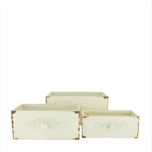 Macetero Madera Cajón Blanco Para Colgar 33x18x16cm de Cerámica Artesanal