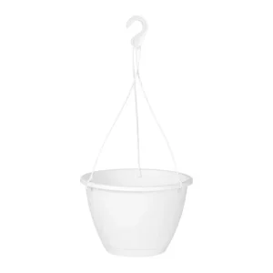 Macetero Plástico Algarve Colgante Blanco 30cm para Espacios Pequeños