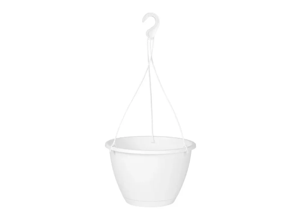 Macetero Plástico Algarve Colgante Blanco 30cm para Espacios Pequeños