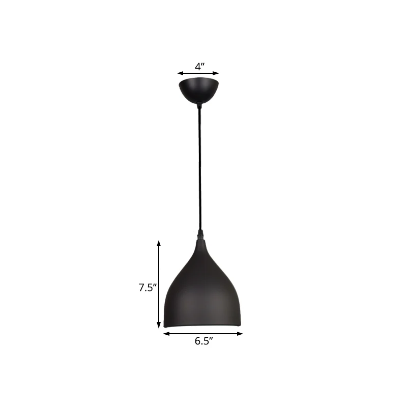 Plafoniera sospensione cupola larga da 6,5"/10"/12" Moderna metallo 1 luce Lampada sospensione nera/bianca/rossa para Plan...