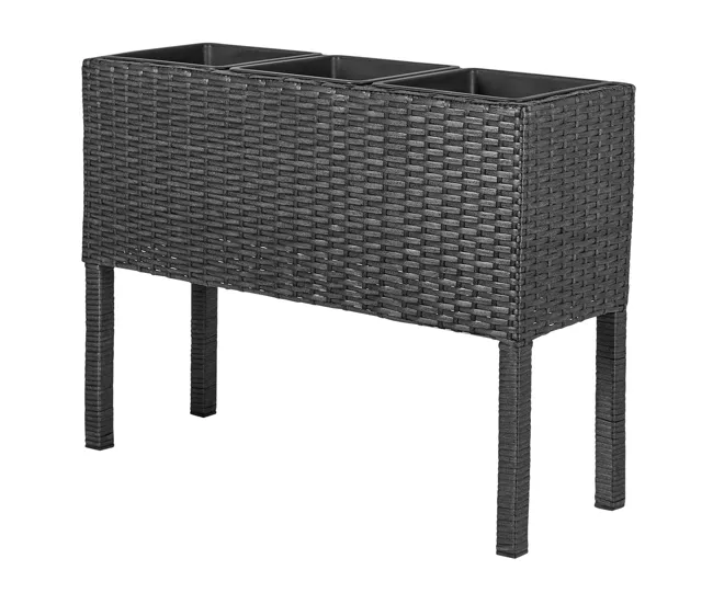 Plato de Drenaje Profundo Jardinera elevada de ratán sintético negro CARAGANA