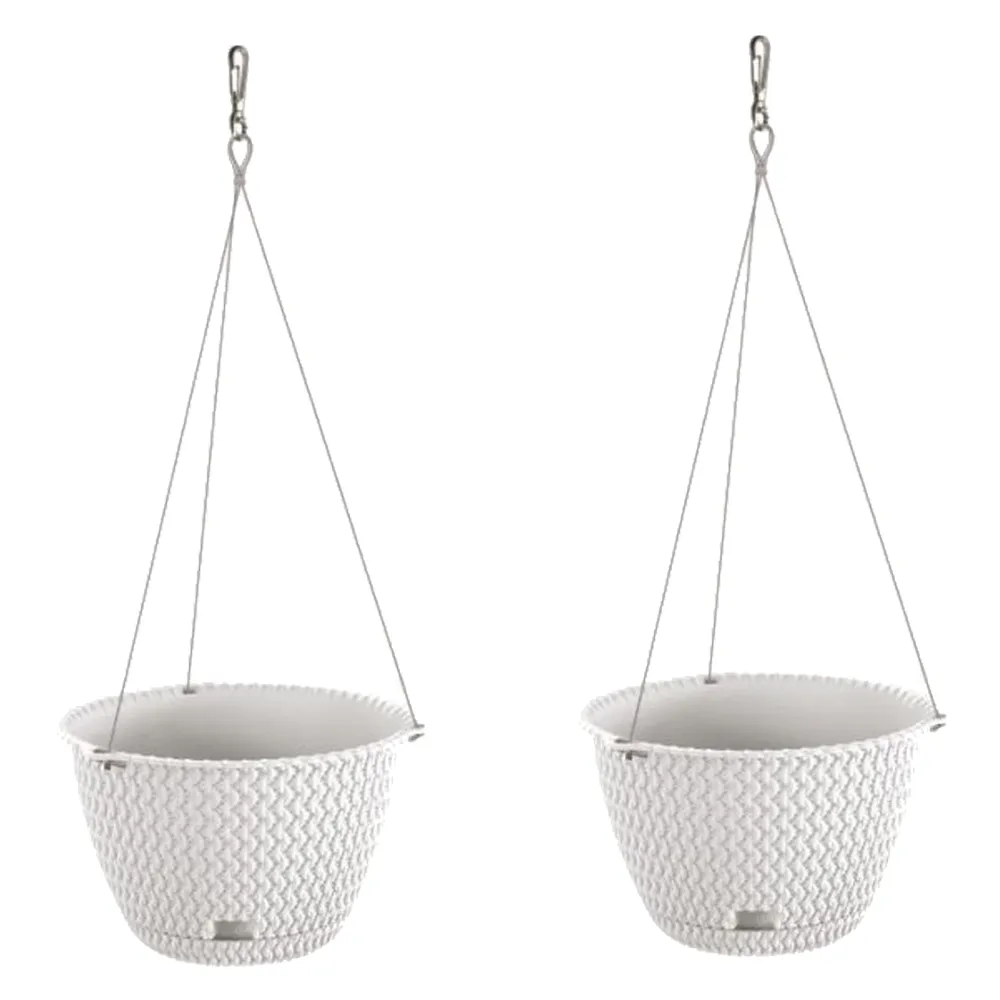 Plato de Drenaje Profundo Wellhome dos macetas colgantes redondas splofy de ø27x16,6 cm,blanco