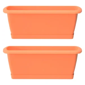 Premium de Alta Calidad 2x Jardinera Respana con soporte de plastico en color terracota 49 (largo) x 18,4 (ancho) x 14,5 g...