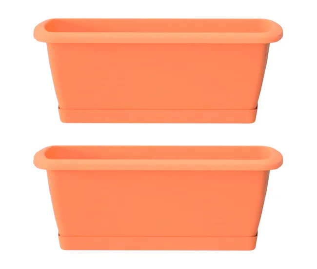 Premium de Alta Calidad 2x Jardinera Respana con soporte de plastico en color terracota 49 (largo) x 18,4 (ancho) x 14,5 g...