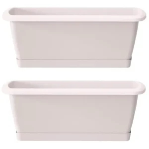 Premium de Alta Calidad 2x Jardinera Respana con soporte de plastico en color blanco 78,6 (largo) x 18,4 (ancho) x 14,5 ex...