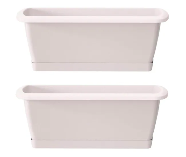 Premium de Alta Calidad 2x Jardinera Respana con soporte de plastico en color blanco 78,6 (largo) x 18,4 (ancho) x 14,5 ex...