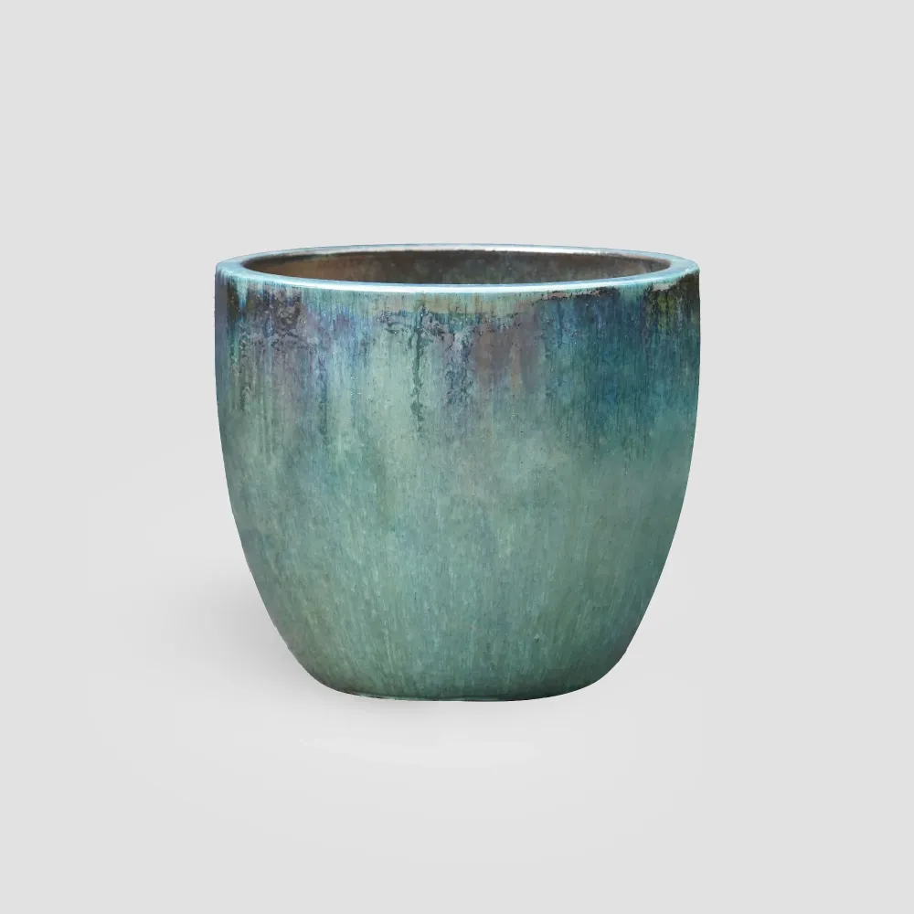 Cesta Colgante con Malla Maceta Fronda esmaltada Glazed verde fugaz (Campana)