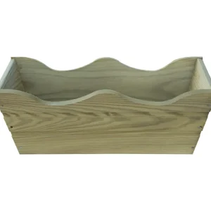 Jardinera De Balcon Ondulada De Madera Autoclave De 50 X 20 X 19,50 Cm 10l + Bolsa Geotextil | Drenaje Mejorado |