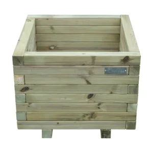 Jardinera Cuadrada De Madera Tratada Autoclave De 50 X 50 X 40 Cm 67l Para Jardin,terraza,exterior + Bolsa Geotextil (Set...