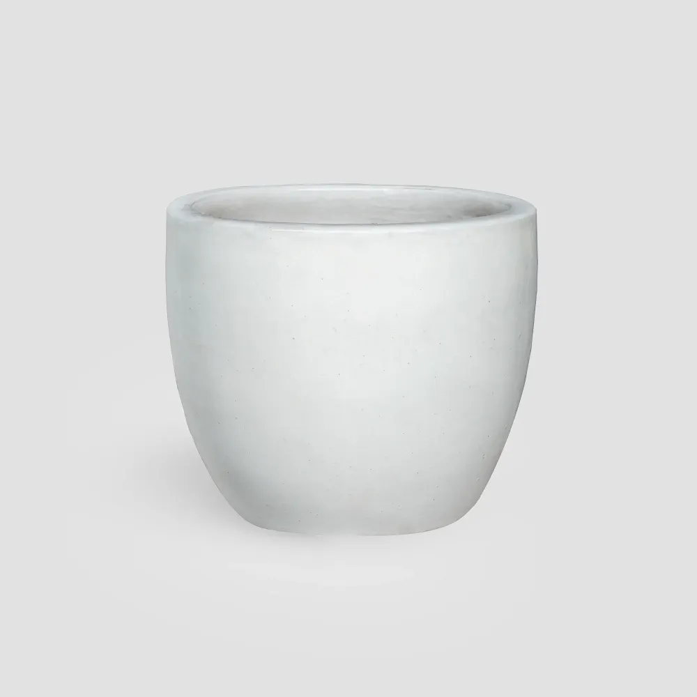 Maceta Fronda esmaltada Glazed blanco (Campana) con Patas Elevadoras