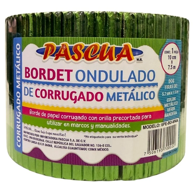 BORDETTE METALICO VERDE BANDERA 5.7X15 MT PASCUA MNK para Espacios Pequeños