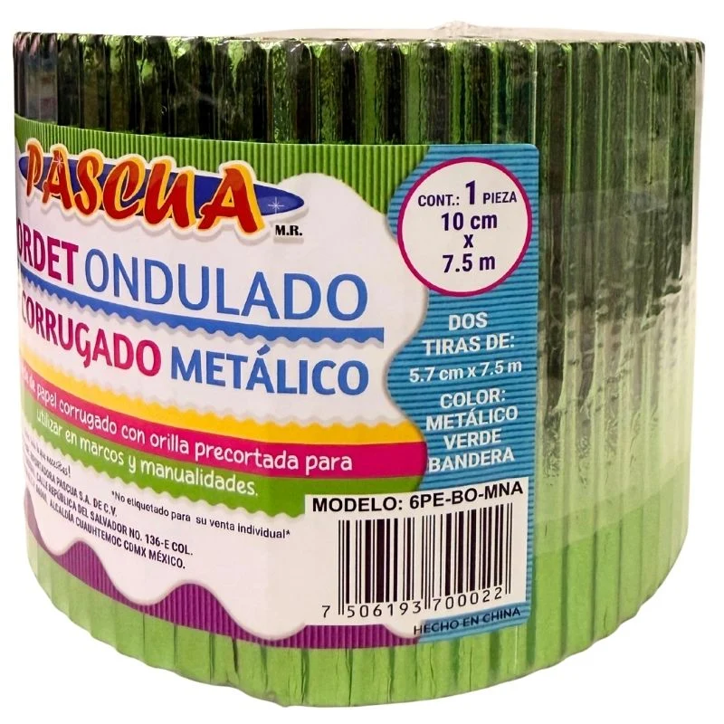 BORDETTE METALICO VERDE BANDERA 5.7X15 MT PASCUA MNK para Espacios Pequeños