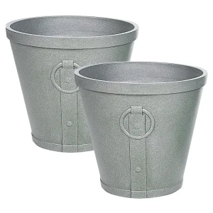 Maceta vari piedra 41 cm gris con Drenaje Mejorado