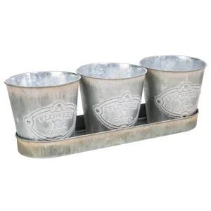 Profesional para Exteriores 3 Cubos de metálico y Bandeja blancos