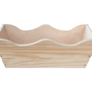 Jardinera De Balcon Ondulada De Madera Sin procesar De 50 X 20 X 19,5 Cm 11l + Bolsa Geotextil