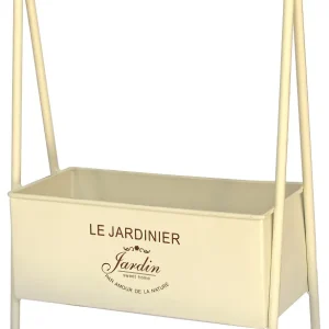 Jardinera con pies de metálico color beige. Combo de 2. para Cultivo de Hierbas