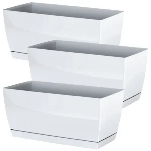 3x Jardinera de plastico Coubi Case P en color blanco 29 amplio x 14,2 (ancho) x 13,6 (altura) cm