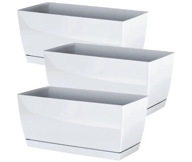 3x Jardinera de plastico Coubi Case P en color blanco 29 amplio x 14,2 (ancho) x 13,6 (altura) cm