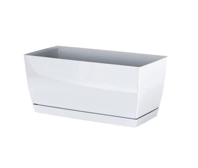 2x Jardinera de plastico Coubi Case P en color blanco 29 alargado x 14,2 (ancho) x 13,6 (altura) cm