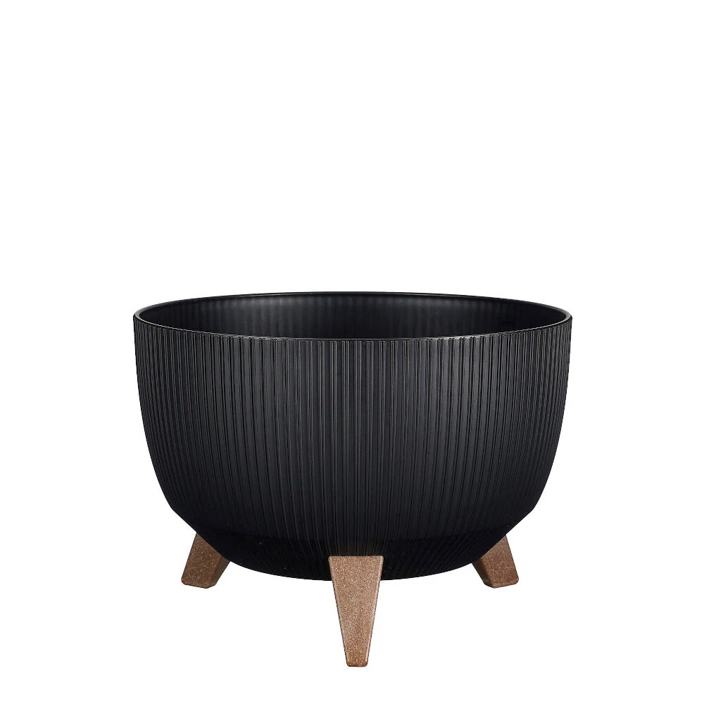 Macetero Doppio Fsc Negro 33cm con Certificado de Material Reciclado