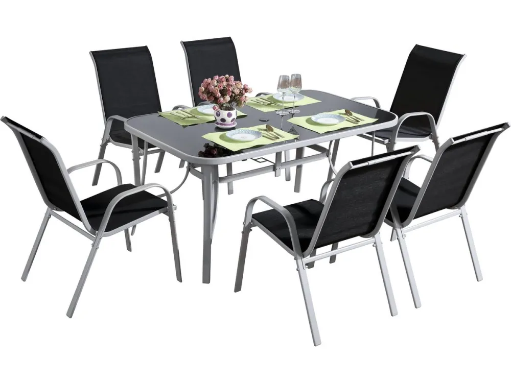 Comedor de jardín en textileno cordoba - phoenix - negro para Terraza y Piscina