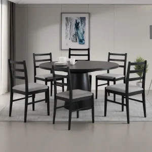 Comedor Jasper + 6 Sillas Jasper en Color Café y Beige