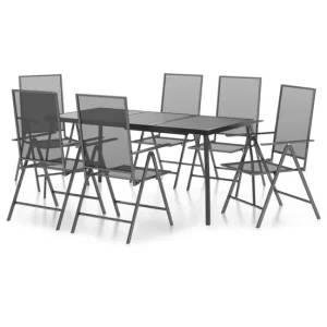 Conjunto de Jardín Juego de comedor de jardin 7 piezas acero gris antracita