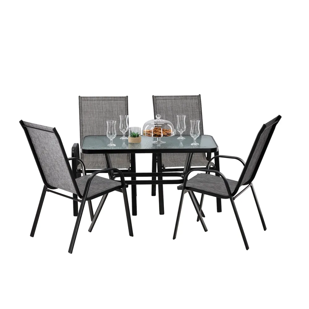 Conjunto de Jardín Uso juegos de muebles de jardín mesa + 4 sillas con repozabrazos