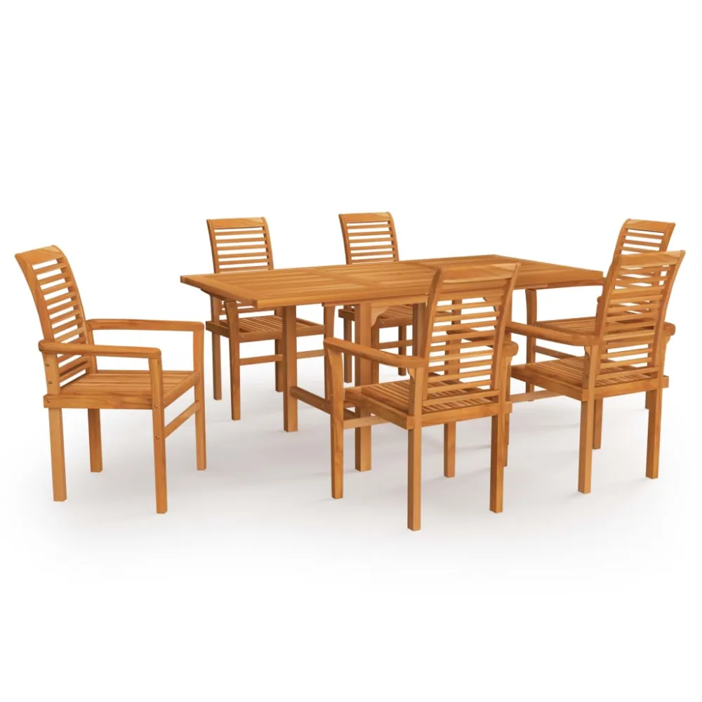 Conjunto de Jardín vidaXL conjunto de comedor de jardín 7 piezas madera maciza de teca