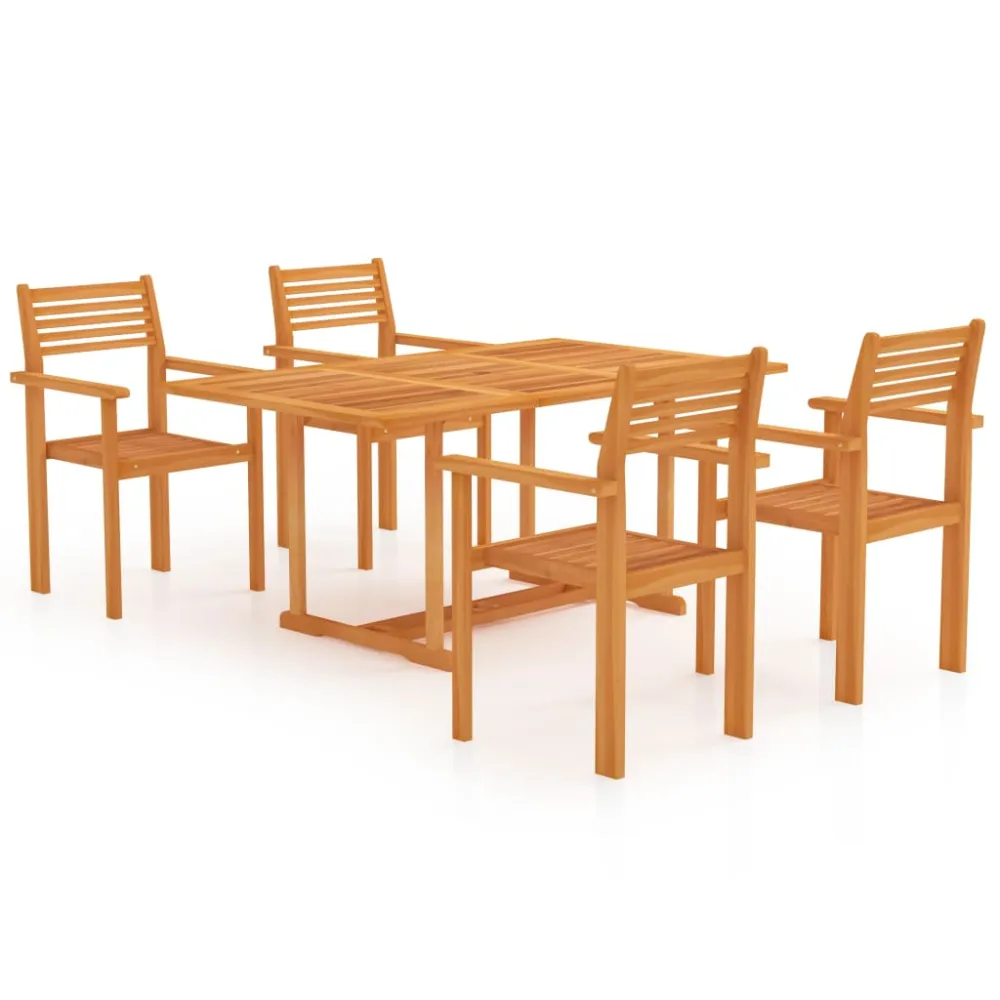 Conjunto de Jardín vidaXL conjunto de comedor de jardín 5 piezas madera maciza de teca