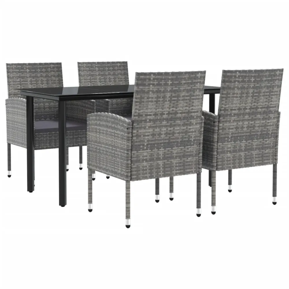 Conjunto de Jardín vidaXL juego de comedor jardín 5 pzas ratán sintético acero gris negro