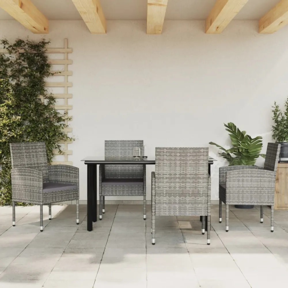 Conjunto de Jardín vidaXL juego de comedor jardín 5 pzas ratán sintético acero gris negro