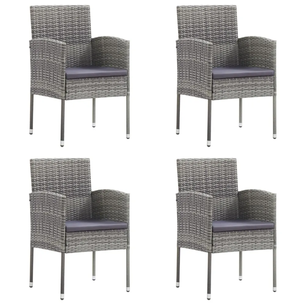 Conjunto de Jardín vidaXL juego de comedor jardín 5 pzas ratán sintético acero gris negro