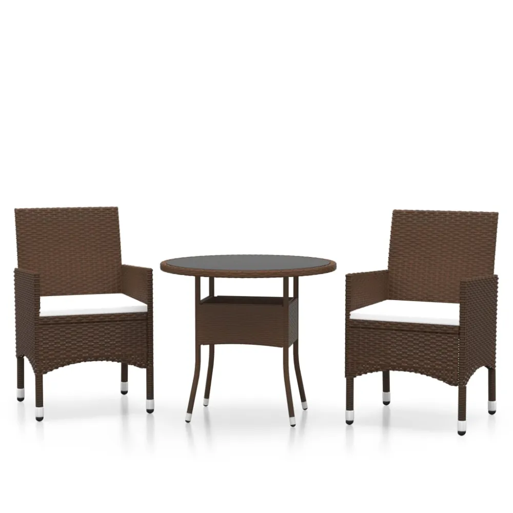 Conjunto de Jardín vidaXL juego comedor jardín 3 pzas ratán sintético marrón